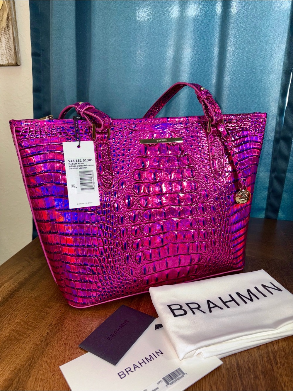 Brahmin NWT Md. Asher - Voltage Violet - Metallic Iridescent - Pink/Purple